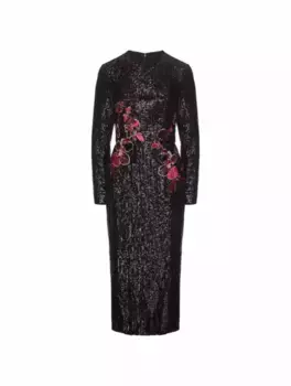 Платье миди с пайетками Elie Saab, черный