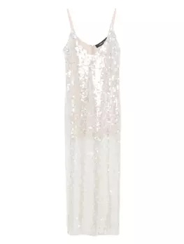 Платье миди с пайетками Federica Tosi, белый