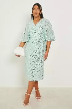 Платье миди с пайетками и запахом Boohoo, мятный
