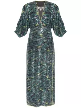 Платье миди с пайетками от DVF Diane von Furstenberg, зеленый