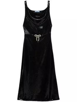 Платье миди с пайетками Prada, черный