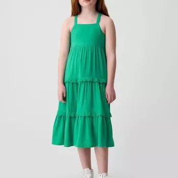 Платье миди с перекрещивающимися бретелями Gap, зеленый