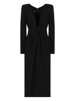 Платье миди с перекрученной деталью EMPORIO ARMANI, черный