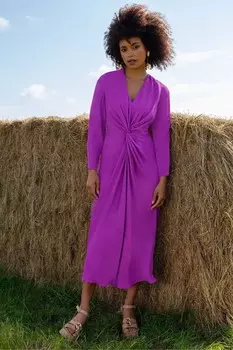 Платье миди с перекрученным передом Ro&Zo, розовый