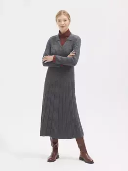 Платье миди с плиссировкой и воротником-поло Nice Things, светло-серый