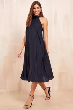 Платье миди с плиссировкой и вырезом халтер Friends Like These, синий