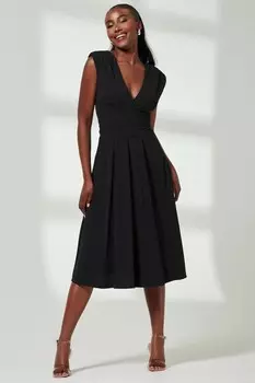 Платье миди с плиссировкой Yuina из искусственного меха Jolie Moi, черный