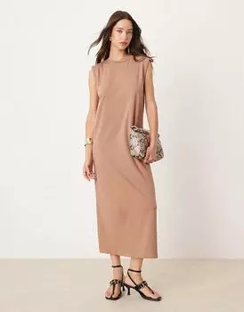 Платье миди с подплечниками из норки New Look