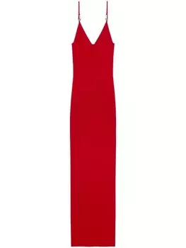 Платье миди с подтяжками на булавках Versace, красный