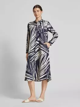 Платье миди с полной застежкой на пуговицы Milano Italy, темно-синий