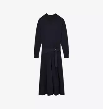 Платье-Миди с поясом Alina из плотной вязки Reiss, синий