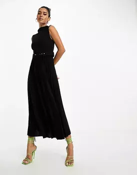 Платье-миди с поясом Asos Design, черный