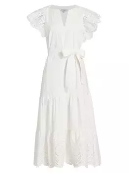 Платье миди с поясом и люверсами Gia Rails, белый