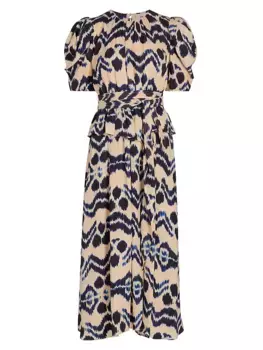 Платье миди с поясом и принтом Marion Ulla Johnson, цвет nimbus