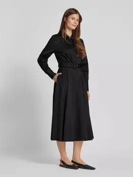 Платье миди с поясом на талии comma, черный