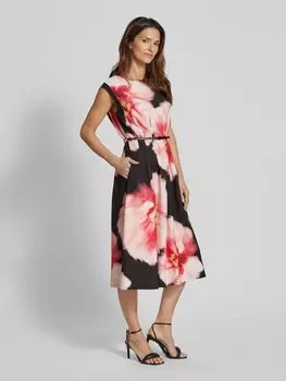 Платье миди с поясом на талии DKNY, черный