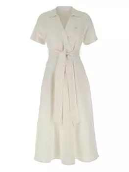 Платье миди с поясом Sun68, белый