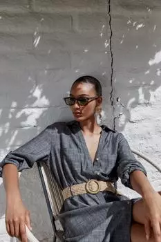 Платье миди с поясом ZARA, цвет Indigo