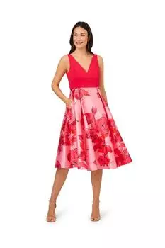 Платье-миди с принтом Adrianna Papell, мультиколор