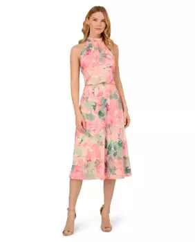 Платье миди с принтом Adrianna Papell, розовый