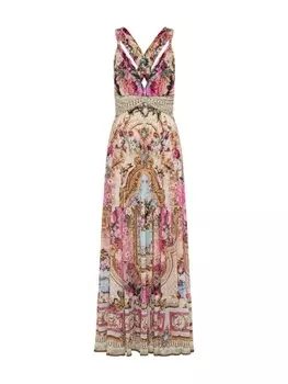 Платье миди с принтом Camilla, бежевый