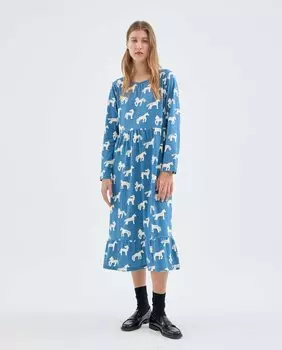 Платье миди с принтом Compaa Fantstica, синий