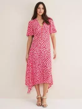 Платье миди с принтом Darcie Heart, Phase Eight, розовый/красный
