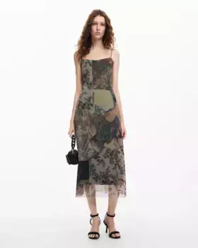 Платье миди с принтом Desigual, мультиколор