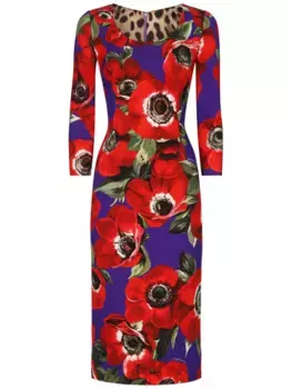 Платье миди с принтом DOLCE & GABBANA, фиолетовый