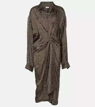 Платье миди с принтом Dries Van Noten, темно-коричневый