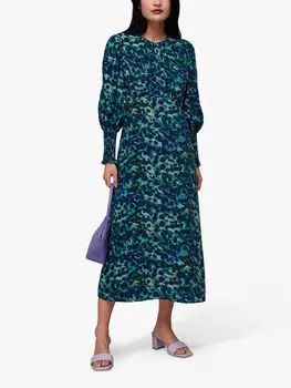 Платье миди с принтом гепарда Whistles, зеленый/разноцветный