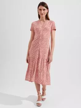 Платье миди с принтом Hobbs Petite Jacinta, цвет абрикос/слоновая кость