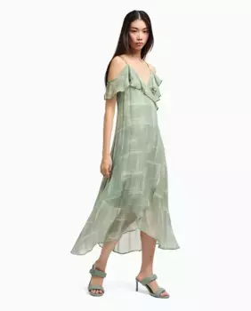 Платье миди с принтом и бретельками Armani Exchange, цвет Verde Agua