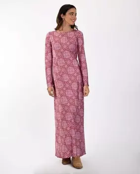 Платье миди с принтом и длинными рукавами The-Are, сиреневый