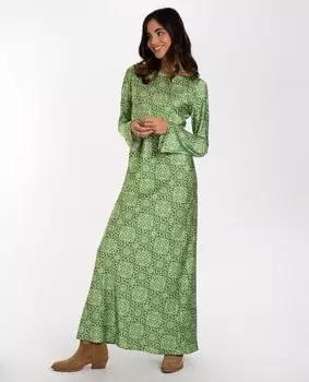 Платье миди с принтом и длинными рукавами The-Are, зеленый