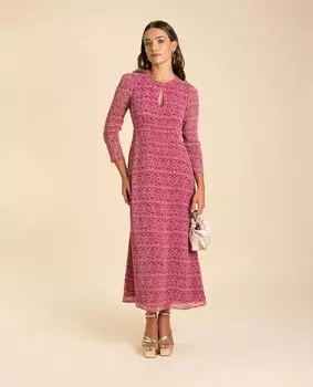 Платье миди с принтом и длинными рукавами The-Are, фиолетовый