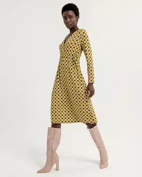 Платье миди с принтом и перекрещенным вырезом Surkana, коричневый