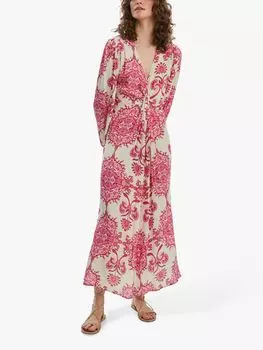 Платье миди с принтом и узлом James Lakeland, розовое