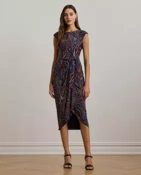 Платье миди с принтом и вырезом Lauren Ralph Lauren, многоцветный