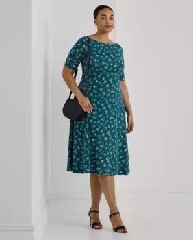 Платье миди с принтом Lauren Ralph Lauren Woman, синий