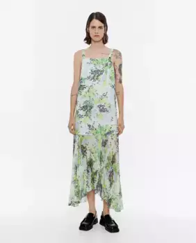 Платье миди с принтом «Мимоза» и бретелями Bimba y Lola, серый