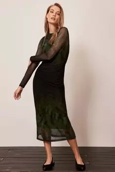 Платье миди с принтом Mint Velvet, зеленый