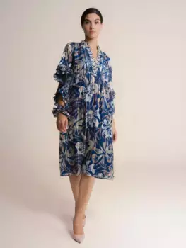Платье миди с принтом Niza, синий