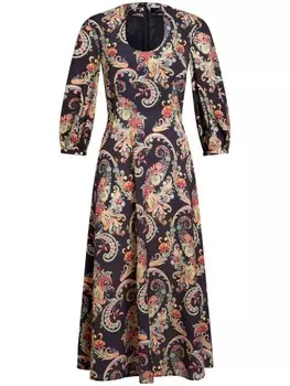Платье миди с принтом пейсли ETRO, синий