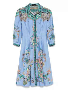 Платье миди с принтом пейсли ETRO, синий