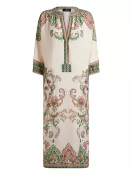 Платье миди с принтом пейсли ETRO, нейтральный