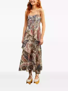 Платье миди с принтом пейсли FARM Rio, нейтральный