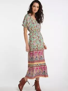 Платье миди с принтом пейсли Usha, зеленый