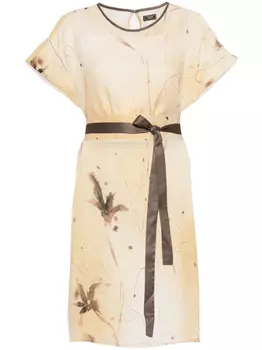 Платье миди с принтом Peserico, нейтральный