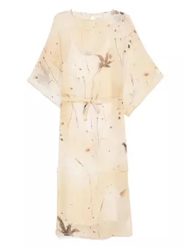 Платье миди с принтом Peserico, нейтральный